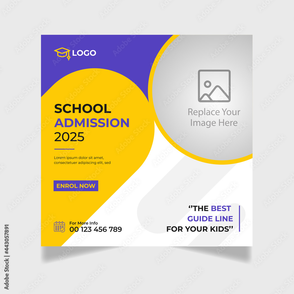 School Admission Social Media Post & Back to School Web Banner Template School Admission Social Media Post & Back to School Web Banner Template