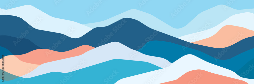 Multicolor mountains, translucent waves, abstract color glass shapes, modern background, vector design Illustration for you project