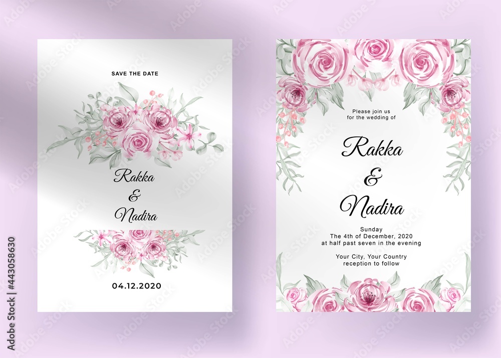 wedding invitation with flower pink pastel romantic valentine