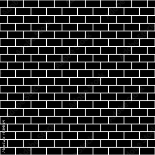 Black and white brick wall background. Seamless repeating pattern. Vector illustration.