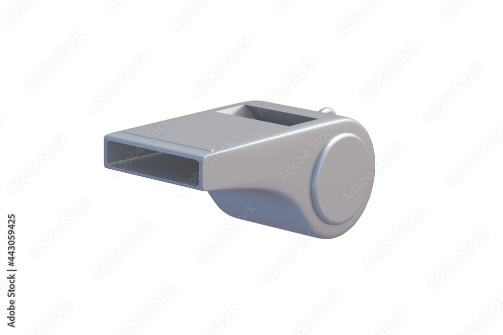 One sports whistle isolated on white background. 3d render One sports whistle isolated on white background. 3d render