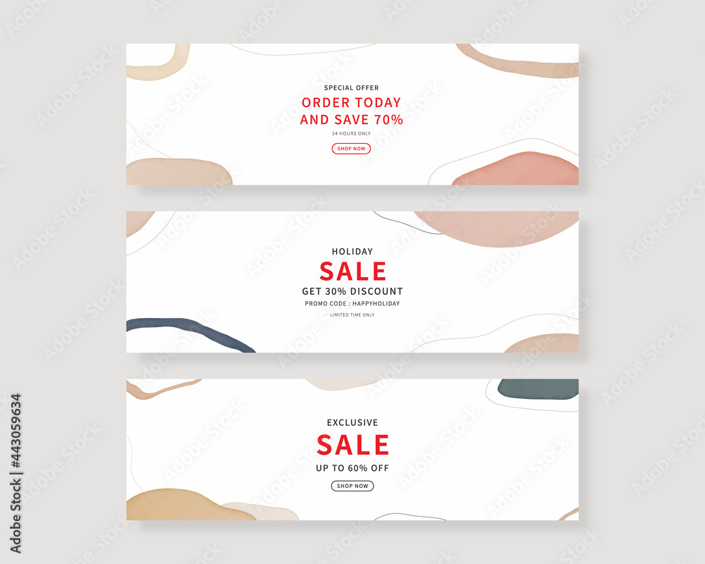 Fototapeta premium Web banner template set. Collection of horizontal banners design. Vector illustration.