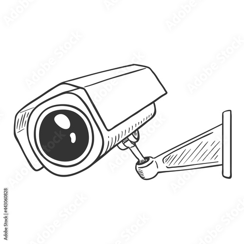 Vector Sketch Security Camera. CCTV Illustration.