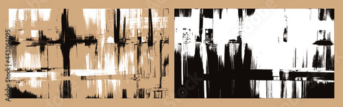 Cross hatching strokes on canvas. Oil, acrylic paint texture set