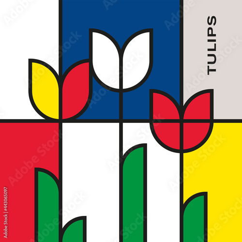 Obraz na plátně Bouquet of three colorful tulips