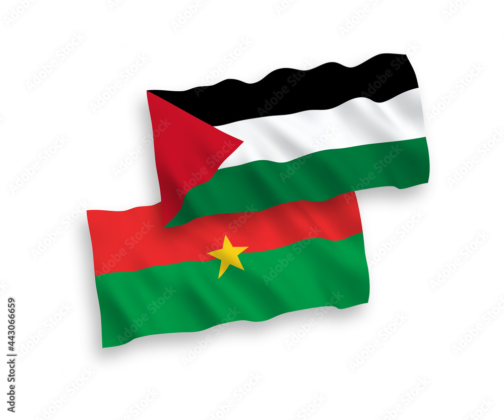 Flags of Burkina Faso and Palestine on a white background Flags of Burkina Faso and Palestine on a white background