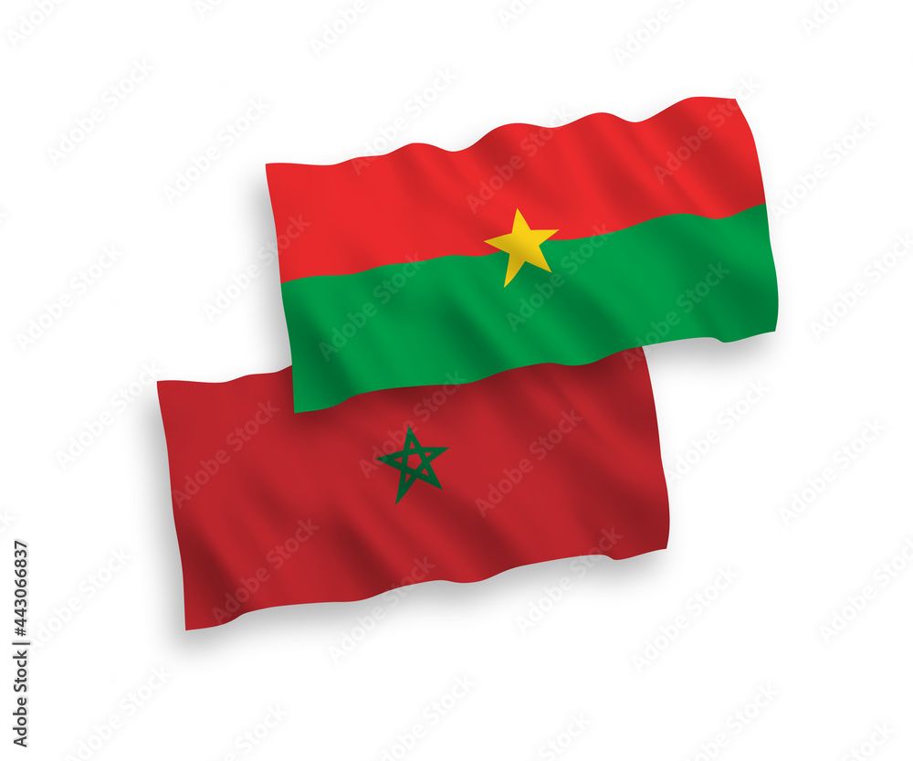 Naklejka premium Flags of Burkina Faso and Morocco on a white background