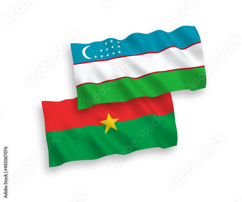 Flags of Burkina Faso and Uzbekistan on a white background