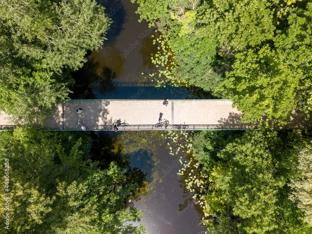 Bridge over river. Aerial drone view.