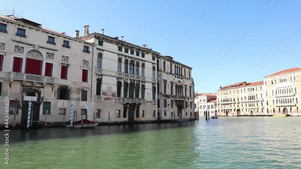 View of Venetian architecture from the Tragetto sailing on the Grand Canal, Venice Italy View of Venetian architecture from the Tragetto sailing on the Grand Canal, Venice Italy