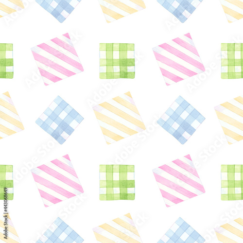 Watercolor pattern with napkins. Kitchen seamless background.