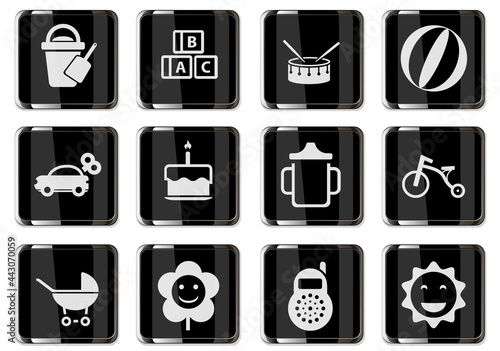 Baby toys icon set