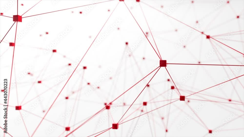Network animation connected cube on white background. Seamless loop 4K