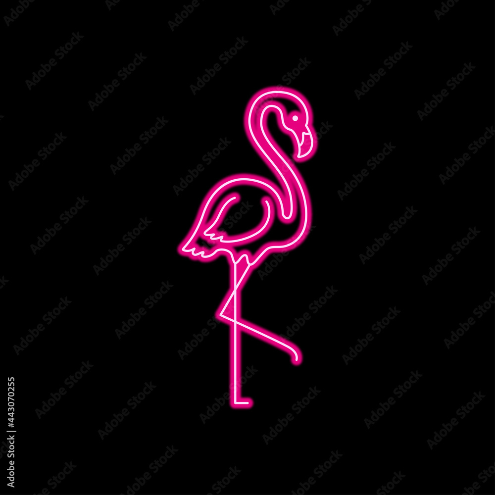 Fototapeta premium Neon lamp pink flamingo 