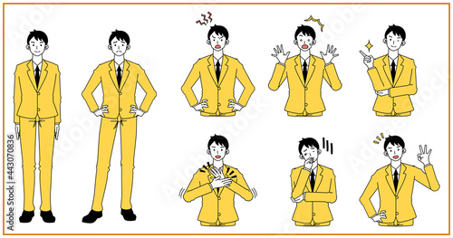 スーツを着た男性のリアクションセット