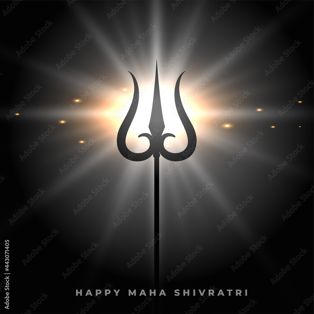 Happy Maha Shivratri Background With Glowing Trishul Weapon Stock ...