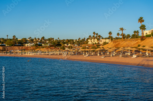 Red sea coast and beautiful beach with on tropical resort in Egypt, Africa