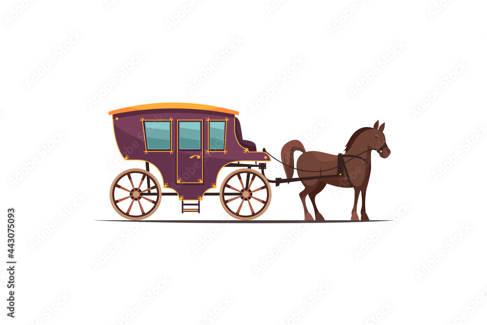 Fototapeta car horse wagon, old modern ground transportation