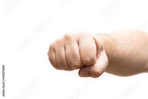 Clenched fist on white background