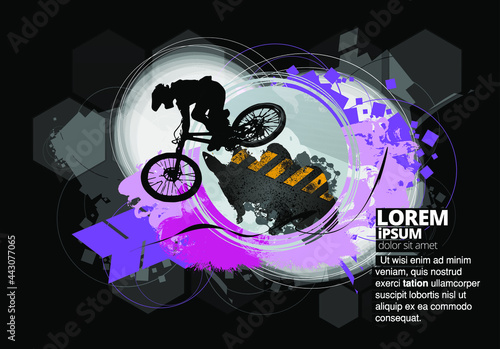 Sport background with active young man for internet banners, social media banners, headers of websites, vector illustration 
