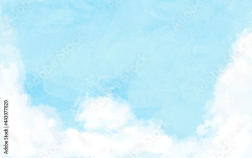 	背景　夏空にわいてくる白い雲 photo