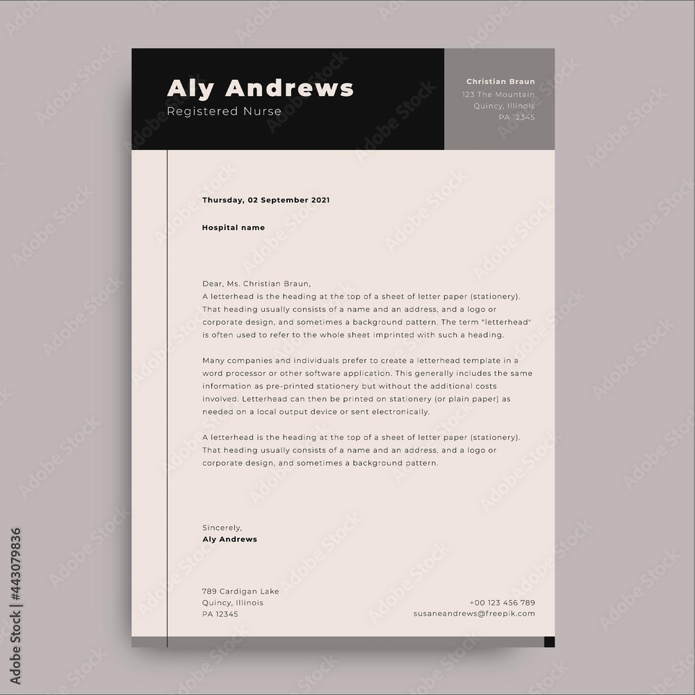 Minimalist Geometric Aly Registered Nurse Cover Medical Letter