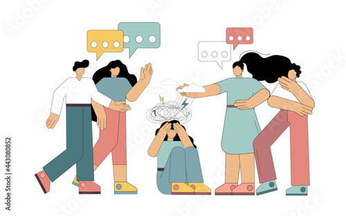 Psychological help. Burnout syndrome, an emaciated employee at work. A way out of a crisis situation. Fatigue. Vector flat illustration.