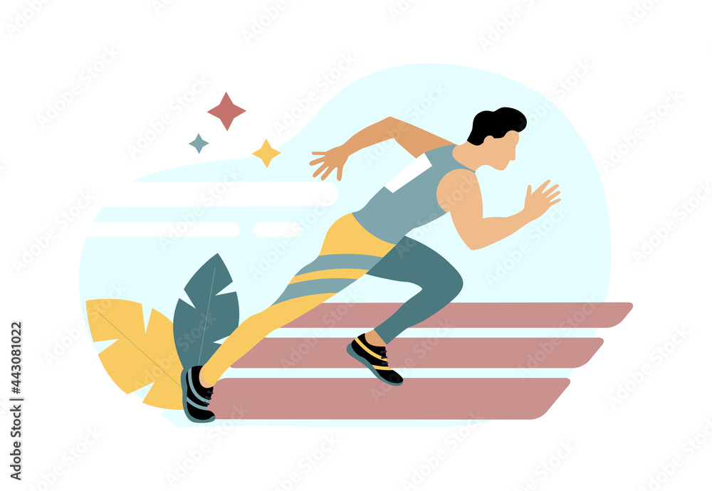 Runner. Run. Sport. Athlete. Speed and endurance. The man is running. Vector illustration.