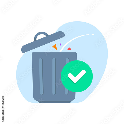 file deleted successfully, throw it away, trash concept illustration flat design vector eps10. simple, modern graphic element for landing page, empty state ui, infographic, icon