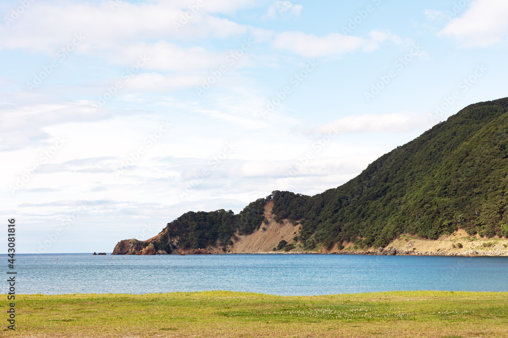 海水浴場から見る海と岬