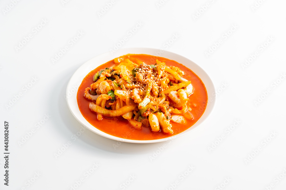 spicy stir-fried octopus, Korean food 'nakji bokkeum' spicy stir-fried octopus, Korean food 'nakji bokkeum'