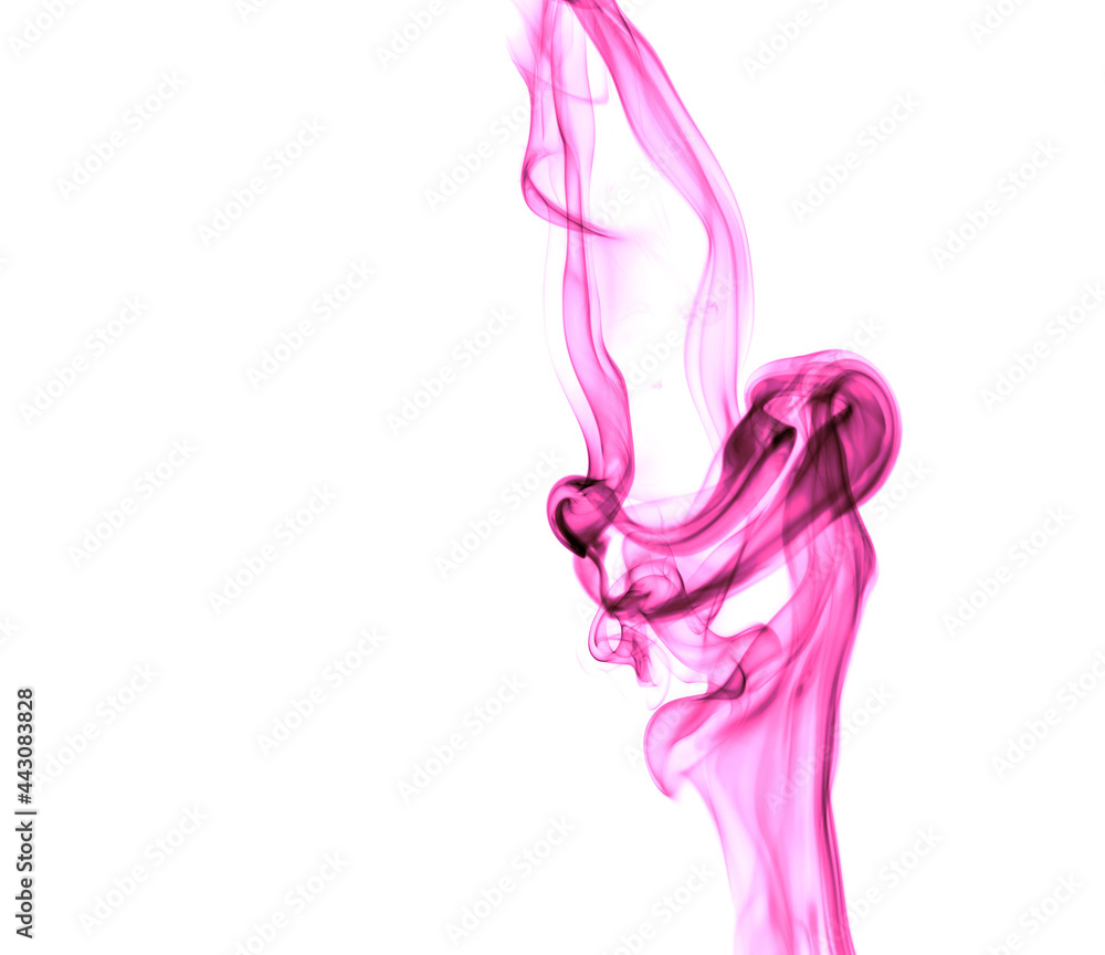 Fototapeta premium Pink smoke on a white background.