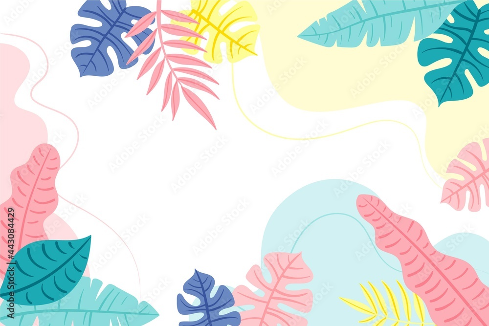 Hand Drawn Tropical Leaves Background_5