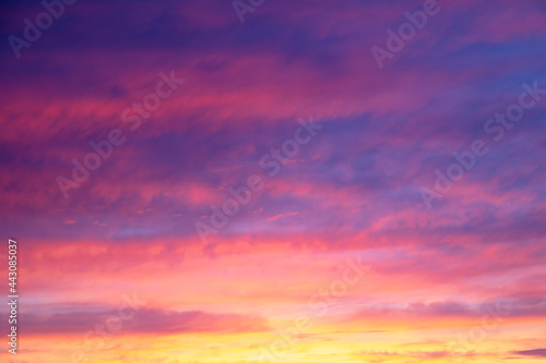 Colorful sunset with clouds in the sky.