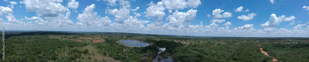 Aerial view of river and jungle in Zambia, Africa