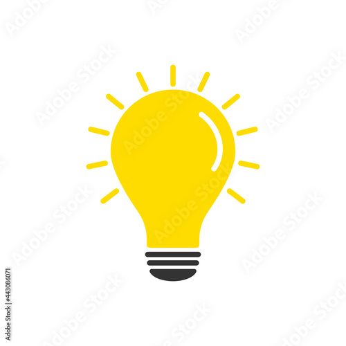 Light lamp simple line icon. Idea symbol.Light bulb yellow icon in flat design.Outline and filled vector icon.