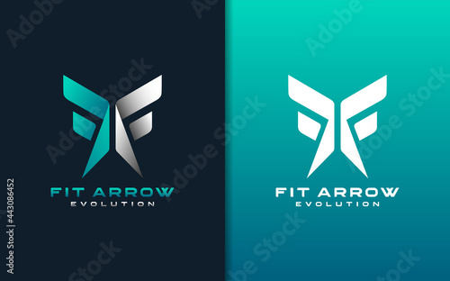 initial Letter F and Arrow Shape Concept Logo Design. Usable for Business Brand and Sport Company Logo Design.