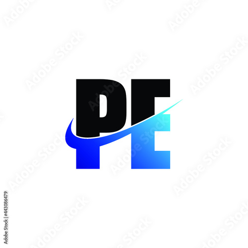 Letter PE simple logo design vector