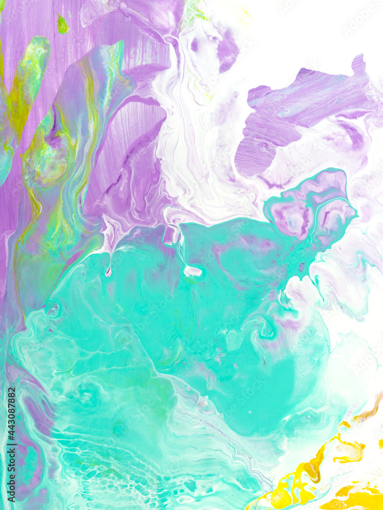 Turquoise and purple abstract creative  hand painted background, fluid art, marble texture, abstract ocean