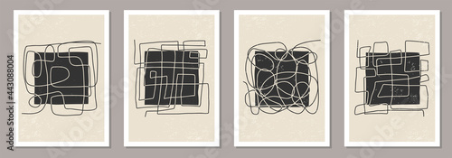 Trendy set of abstract aesthetic creative minimalist hand drawn composition