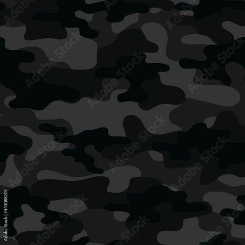 black Camouflage seamless pattern.Military camo.Print Vector