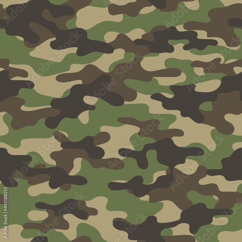 Camouflage seamless pattern.Military green camo.Print Vector