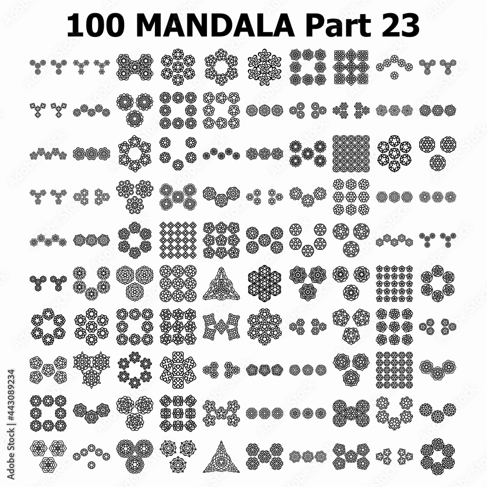 Fototapeta premium Various Pattern collections 100 Mandala pattern set Doodles freehand part 23