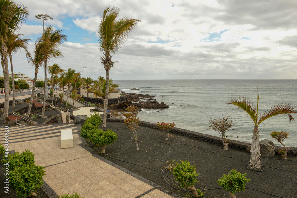 The seafront at Puerto del Carmen on Lanzarote island, Spain