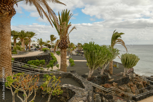The seafront at Puerto del Carmen on Lanzarote island, Spain