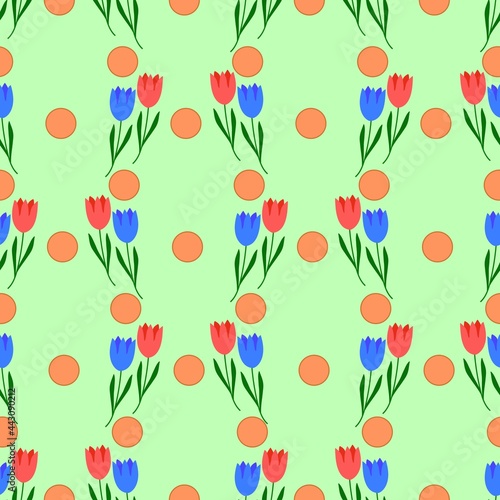 Summer pattern with colorful flower on green © ya_nataliia
