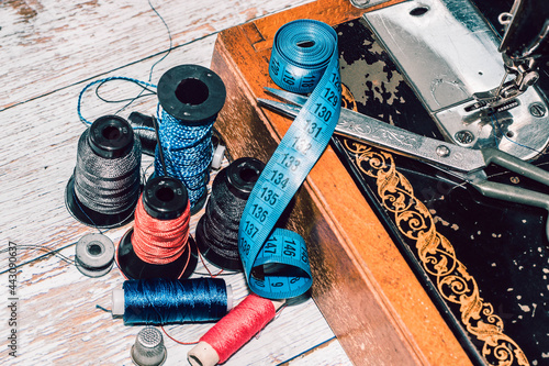 Sewing accessories sewing machine and colored threads