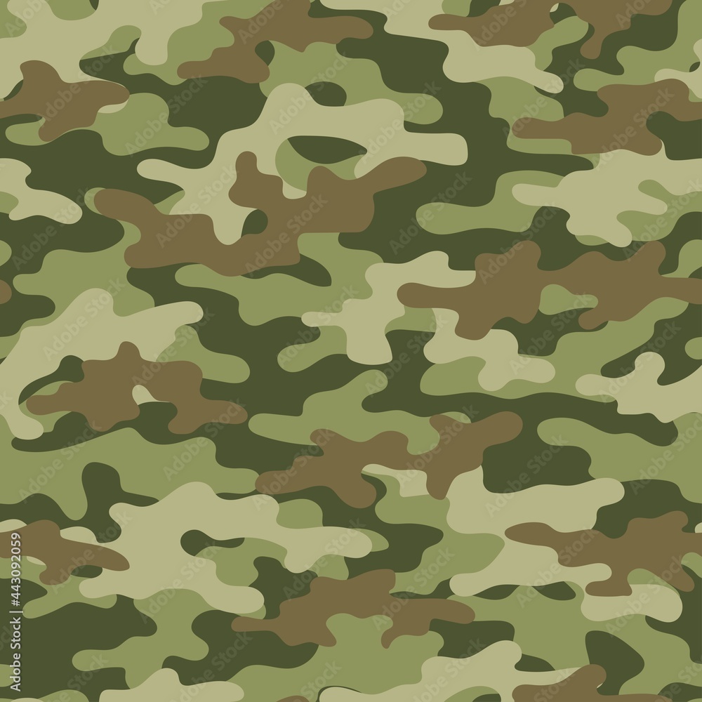 Fototapeta premium Camouflage seamless pattern.Military green camo.Army background.Print on clothing.Modern design.