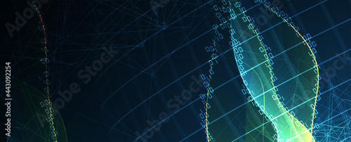 Quantum processing. Deep learning artificial intelligence. Future new technology  for business or science presentation