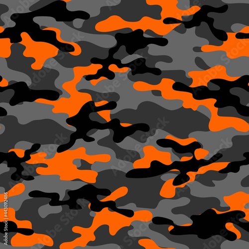 orange Camouflage seamless pattern.Military camo.Army background.Print on clothing.Modern design.